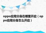 oppo應(yīng)用分身在哪里開啟（oppo應(yīng)用分身怎么開啟）