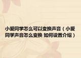 小愛同學怎么可以變換聲音（小愛同學聲音怎么變換 如何設置介紹）