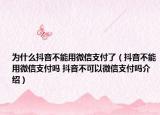 為什么抖音不能用微信支付了（抖音不能用微信支付嗎 抖音不可以微信支付嗎介紹）