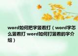 word如何把字豎著打（word字怎么豎著打 word如何打豎著的字介紹）