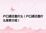 戶口通遷是什么（戶口通遷是什么意思介紹）