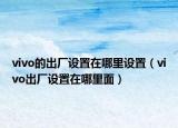vivo的出廠設(shè)置在哪里設(shè)置（vivo出廠設(shè)置在哪里面）