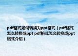 pdf格式如何轉(zhuǎn)換為ppt格式（pdf格式怎么轉(zhuǎn)換成ppt pdf格式怎么轉(zhuǎn)換成ppt格式介紹）