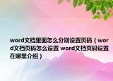 word文檔里面怎么分別設(shè)置頁(yè)碼（word文檔頁(yè)碼怎么設(shè)置 word文檔頁(yè)碼設(shè)置在哪里介紹）