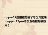 oppor17應(yīng)用被隱藏了怎么弄出來（oppor17pro怎么查看被隱藏應(yīng)用）