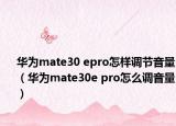 華為mate30 epro怎樣調(diào)節(jié)音量（華為mate30e pro怎么調(diào)音量）