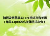 如何設(shè)置蘋果13 pro相機聲音關(guān)閉（蘋果13pro怎么關(guān)閉相機聲音）