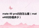 mate 40 pro閃存怎么看（mate40閃存是多少）