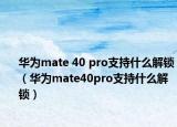 華為mate 40 pro支持什么解鎖（華為mate40pro支持什么解鎖）