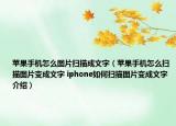 蘋(píng)果手機(jī)怎么圖片掃描成文字（蘋(píng)果手機(jī)怎么掃描圖片變成文字 iphone如何掃描圖片變成文字介紹）