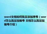 word文檔如何批量添加序號（word怎么批量加編號 文檔怎么批量加編號介紹）