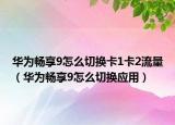 華為暢享9怎么切換卡1卡2流量（華為暢享9怎么切換應(yīng)用）