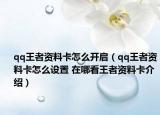 qq王者資料卡怎么開(kāi)啟（qq王者資料卡怎么設(shè)置 在哪看王者資料卡介紹）