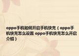 oppo手機如何開啟手機快充（oppo手機快充怎么設置 oppo手機快充怎么開啟介紹）
