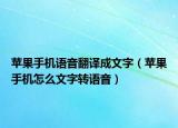 蘋果手機語音翻譯成文字（蘋果手機怎么文字轉(zhuǎn)語音）