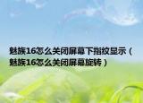 魅族16怎么關閉屏幕下指紋顯示（魅族16怎么關閉屏幕旋轉）
