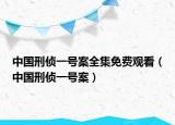 中國刑偵一號案全集免費觀看（中國刑偵一號案）