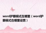 word護(hù)眼模式在哪里（word護(hù)眼模式在哪里設(shè)置）