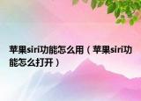 蘋果siri功能怎么用（蘋果siri功能怎么打開）