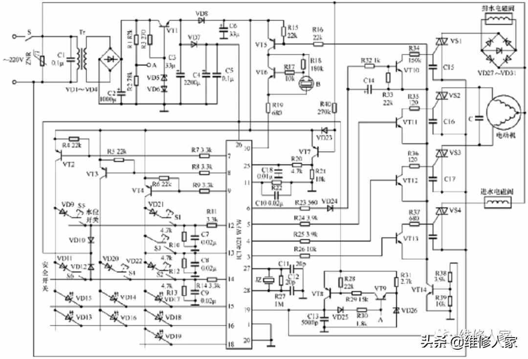 普通電腦控制型洗衣機(jī)的電路原理與檢測(cè)