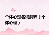 個(gè)體心理名詞解釋（個(gè)體心理）