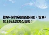 智慧e保的余額是誰存的（智慧e保上的余額怎么提現(xiàn)）