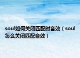 soul如何關(guān)閉匹配時(shí)音效（soul怎么關(guān)閉匹配音效）