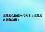 鴻蒙怎么隱藏卡片名字（鴻蒙怎么隱藏應(yīng)用）