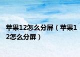 蘋(píng)果12怎么分屏（蘋(píng)果12怎么分屏）
