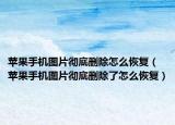 蘋果手機圖片徹底刪除怎么恢復（蘋果手機圖片徹底刪除了怎么恢復）