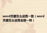 word頁眉怎么設置一致（word頁眉怎么設置全部一樣）