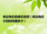 峰谷電價的峰價時間（峰谷電價分別時間是多少）