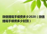 微信提現(xiàn)手續(xù)費多少2020（微信提現(xiàn)手續(xù)費多少封頂）