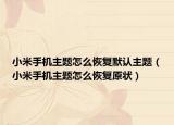 小米手機(jī)主題怎么恢復(fù)默認(rèn)主題（小米手機(jī)主題怎么恢復(fù)原狀）