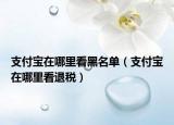 支付寶在哪里看黑名單（支付寶在哪里看退稅）