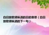 白日放歌須縱酒的日的意思（白日放歌須縱酒的下一句）