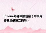 iphone鬧鐘單獨音量（蘋果鬧鐘音量是獨立的嗎）
