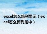excel怎么跨列顯示（excel怎么跨列居中）