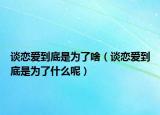 談戀愛到底是為了啥（談戀愛到底是為了什么呢）