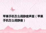 蘋(píng)果手機(jī)怎么調(diào)靜音聲量（蘋(píng)果手機(jī)怎么調(diào)靜音）