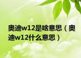 奧迪w12是啥意思（奧迪w12什么意思）