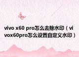 vivo x60 pro怎么去除水?。╲ivox60pro怎么設(shè)置自定義水印）