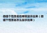 微信個性簽名在哪里顯示出來（微信個性簽名怎么顯示出來）