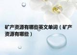 礦產資源有哪些英文單詞（礦產資源有哪些）