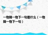一物降一物下一句是什么（一物降一物下一句）