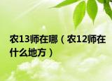 農(nóng)13師在哪（農(nóng)12師在什么地方）