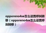 opporeno4se怎么設(shè)置呼叫轉(zhuǎn)移（opporeno4se怎么設(shè)置呼叫轉(zhuǎn)移）