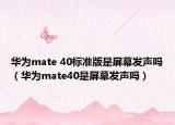 華為mate 40標(biāo)準(zhǔn)版是屏幕發(fā)聲嗎（華為mate40是屏幕發(fā)聲嗎）