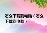 怎么下載到電腦（怎么下載到電腦）