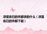 涼宮春日的憂(yōu)郁講的什么（涼宮春日的憂(yōu)郁下載）